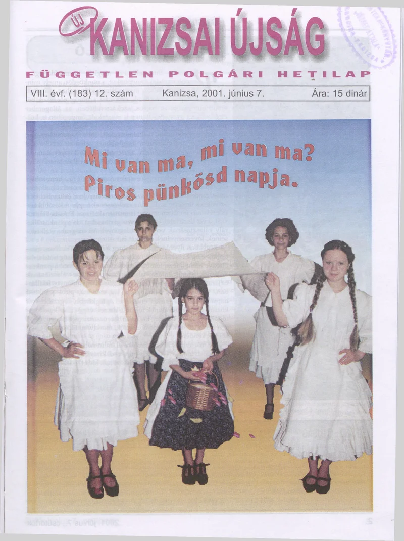 Új Kanizsai Újság, 8. évf. 2001. június 7. 12. sz.