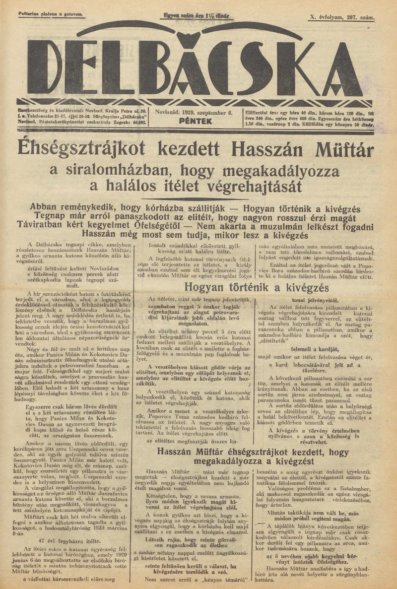 Délbácska, 10. évf. 1929. szeptember 6. 207. sz.