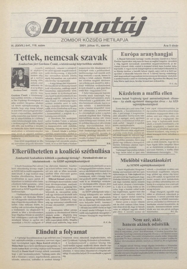 Dunatáj, 3. évf. 2001. július 11. 118. sz.