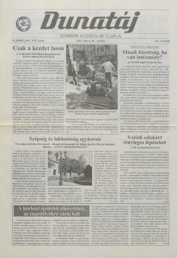 Dunatáj, 9. évf. 2007. július 25. 433. sz.