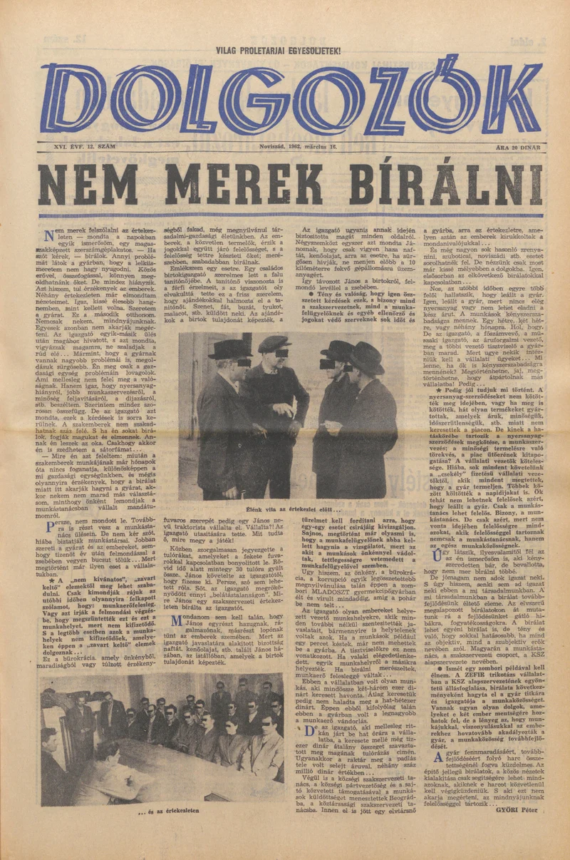 Dolgozók, 16. évf. 1962. március 16. 12. sz.