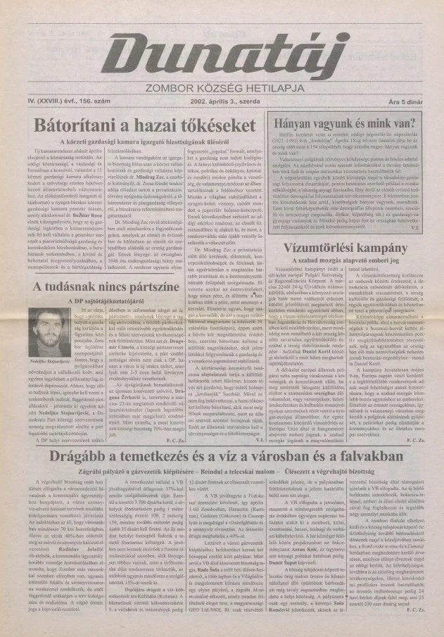 Dunatáj, 4. évf. 2002. április 3. 156. sz.