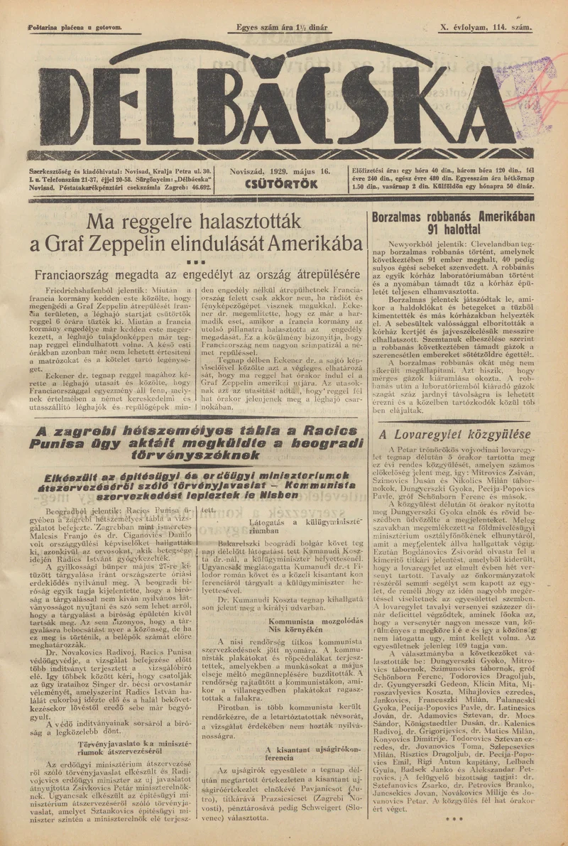 Délbácska, 10. évf. 1929. május 16. 114. sz.