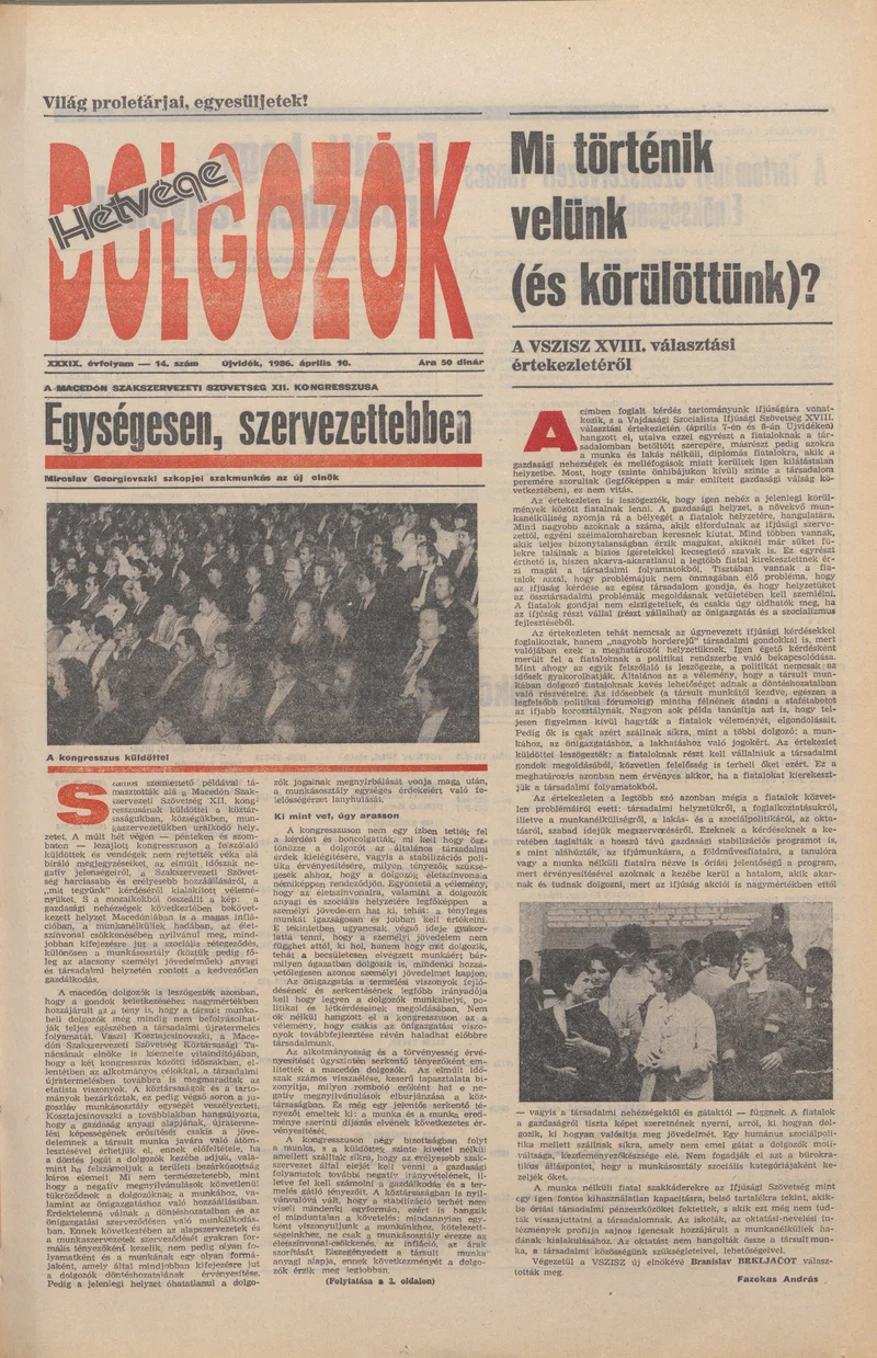 Dolgozók, 40. évf. 1986. április 10. 14. sz.