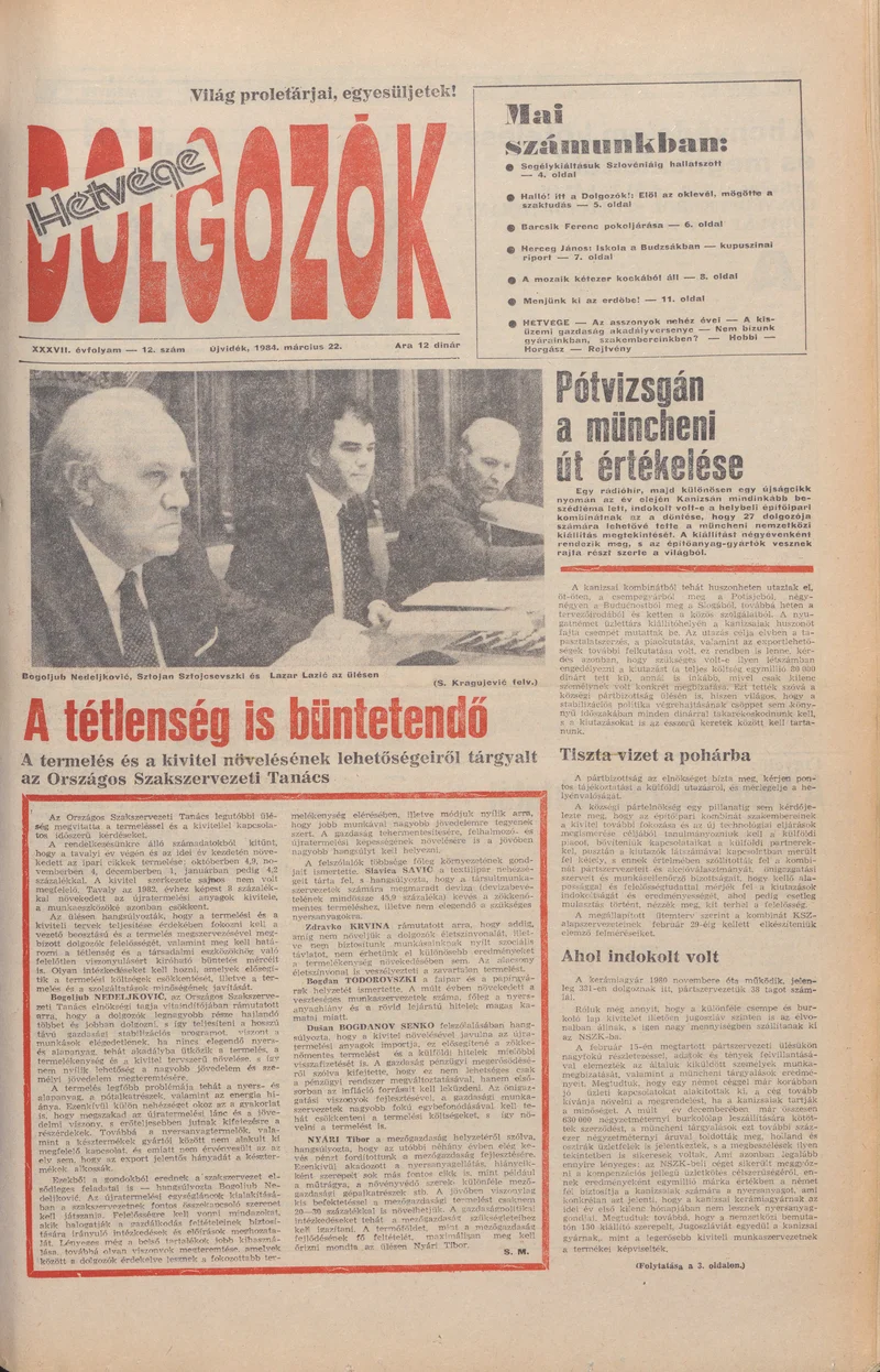 Dolgozók, 38. évf. 1984. március 22. 12. sz.