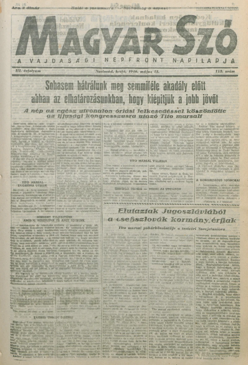 Magyar Szó, 3. évf. 1946. május 13. 113. sz. 1–4. oldal