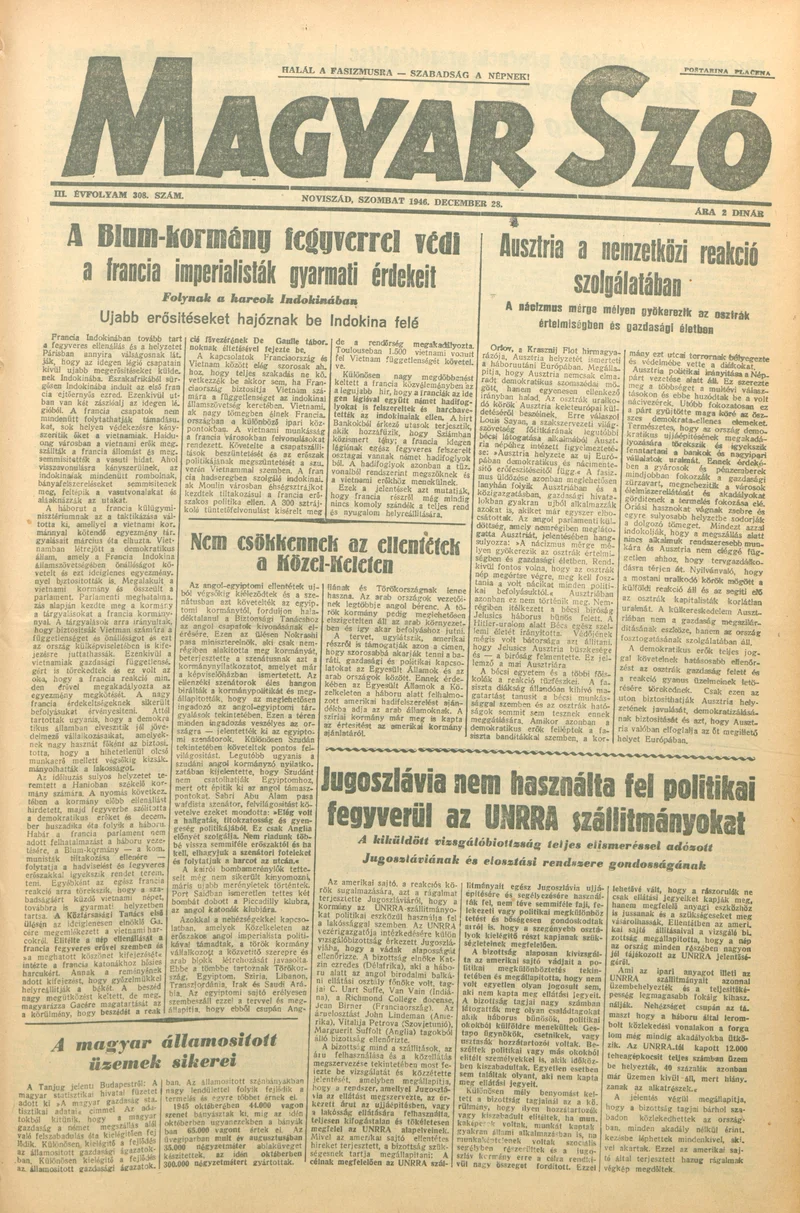 Magyar Szó, 3. évf. 1946. december 28. 308. sz. 1–6. oldal