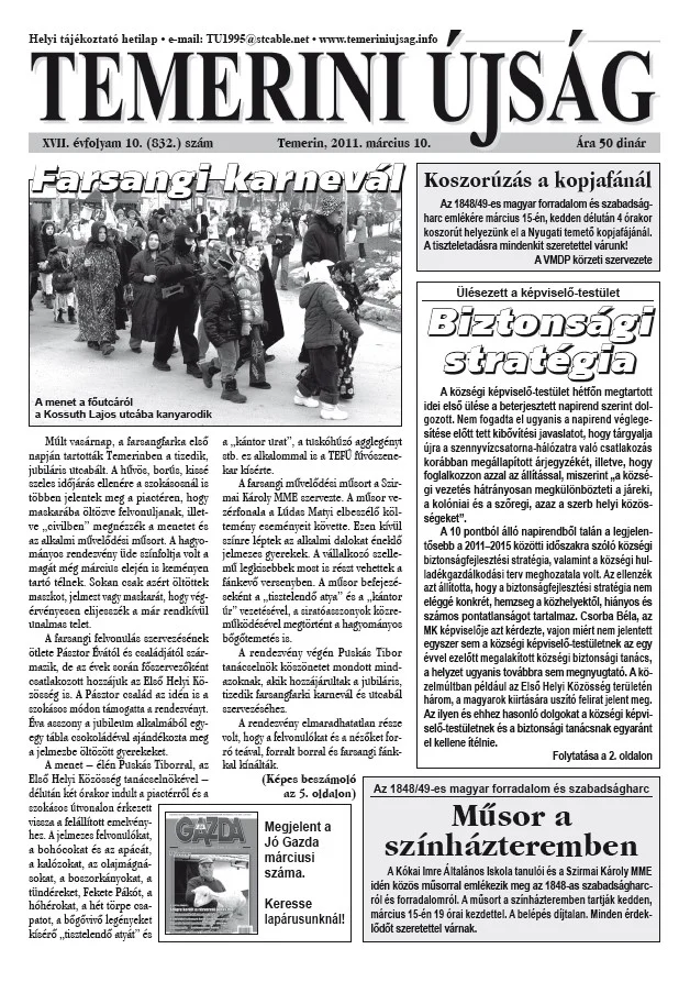 Temerini Újság, 17. évf. 2011. március 10. 10. sz.