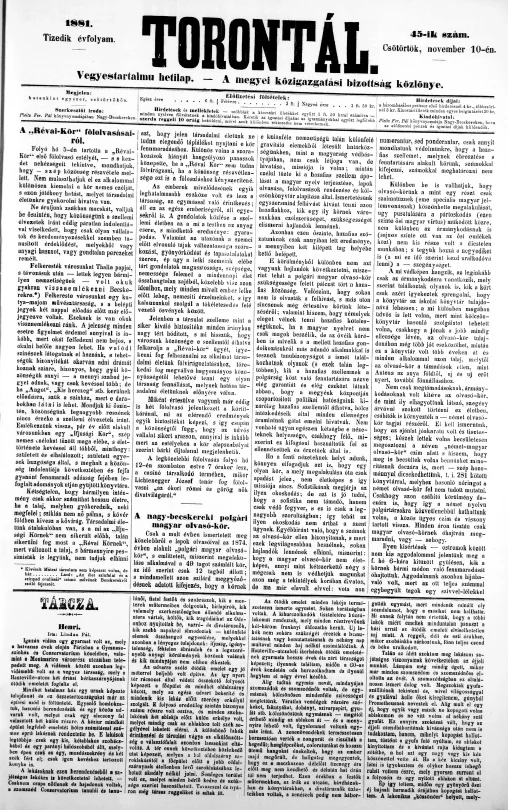 Torontál, 10. évf. 1881. november 10. 45. sz.