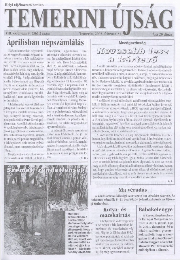 Temerini Újság, 8. évf. 2002. február 21. 8. sz.