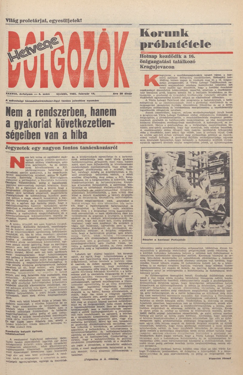 Dolgozók, 39. évf. 1985. február 14. 6. sz.
