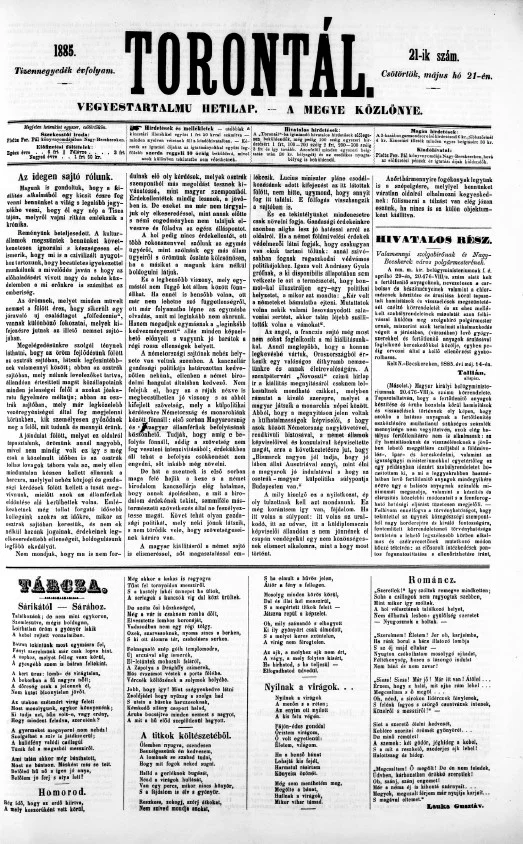 Torontál, 14. évf. 1885. május 21. 21. sz.