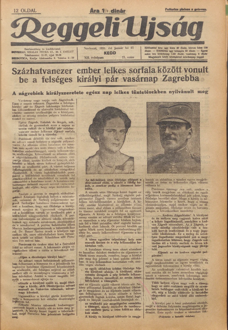 Reggeli Újság, 12. évf. 1931. január 27. 21. sz.
