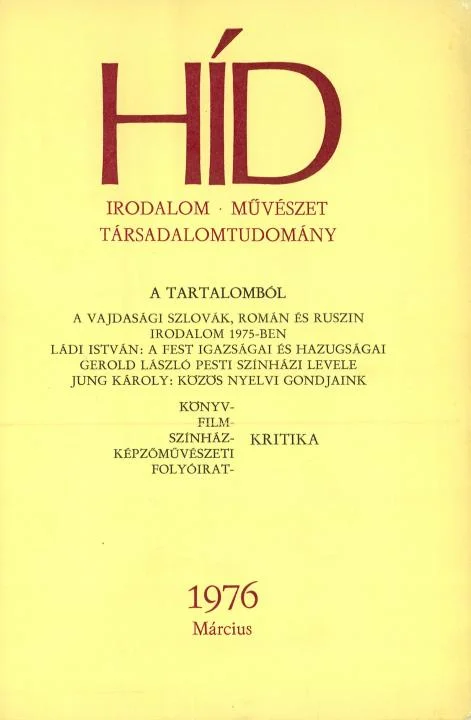 Híd, 40. évf. 1976. március. 3. sz. 265–408. oldal
