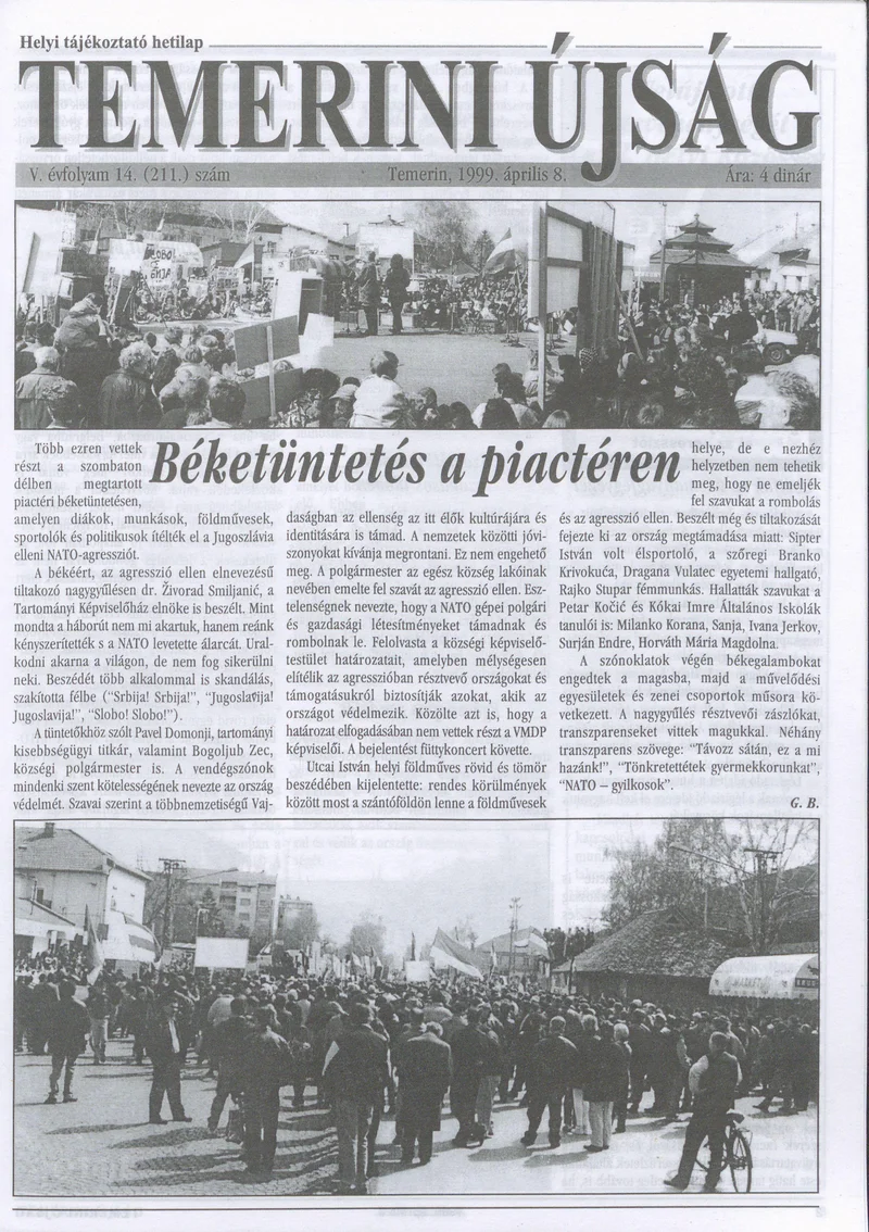 Temerini Újság, 5. évf. 1999. április 8. 14. sz.