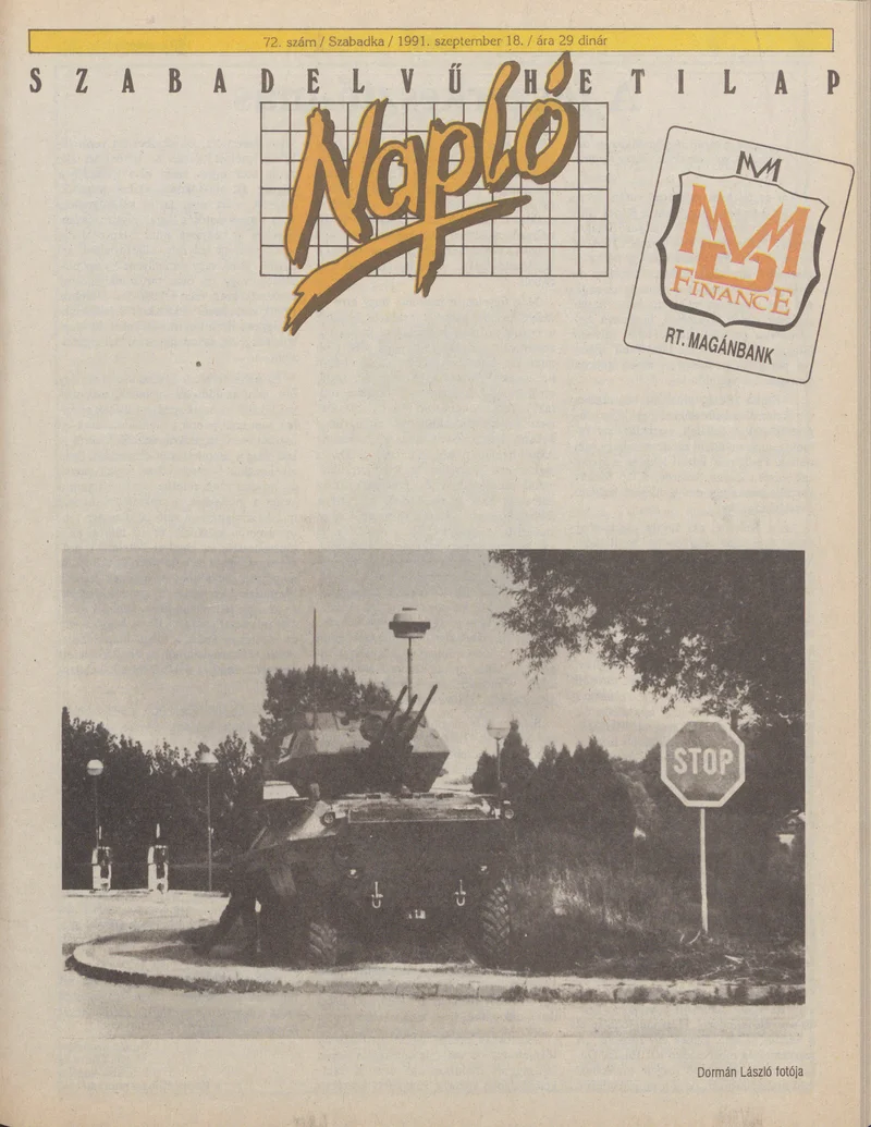 Napló - Szabadelvű hetilap, 2. évf. 1991. szeptember 18. 72. sz.