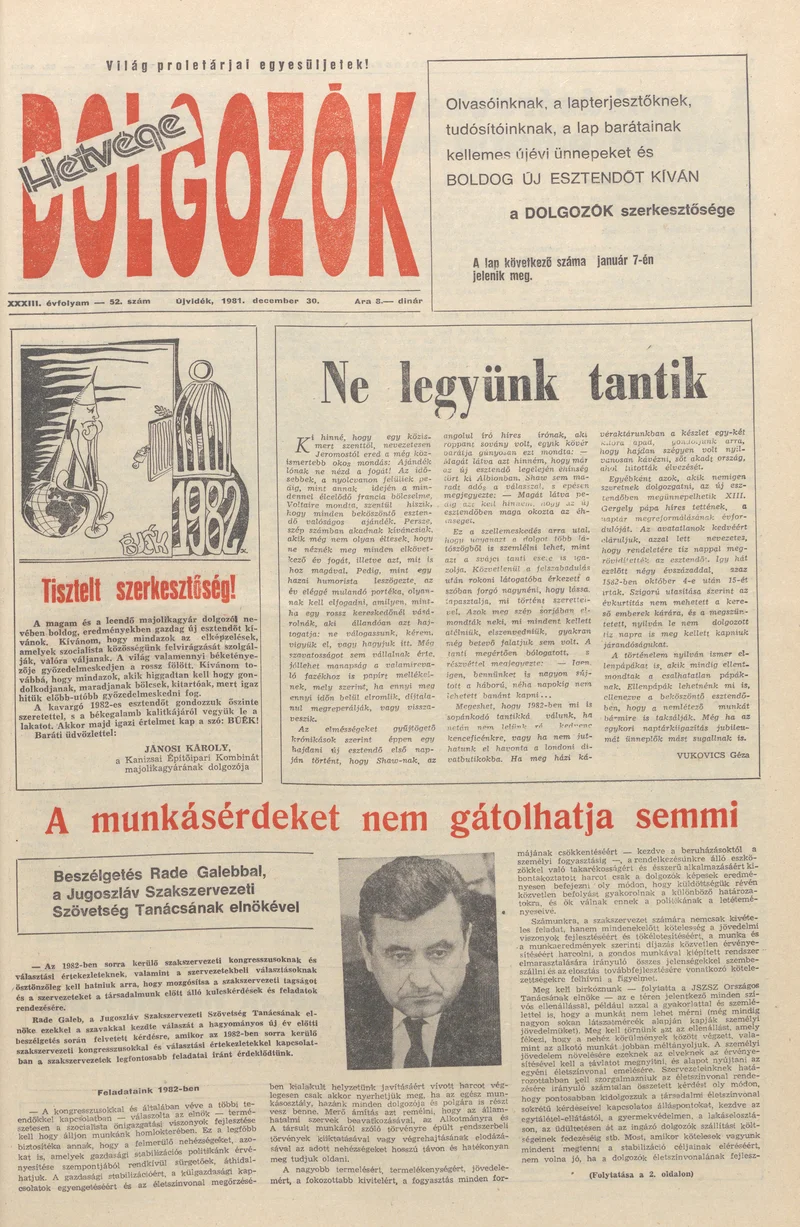 Dolgozók, 35. évf. 1981. december 30. 52. sz.