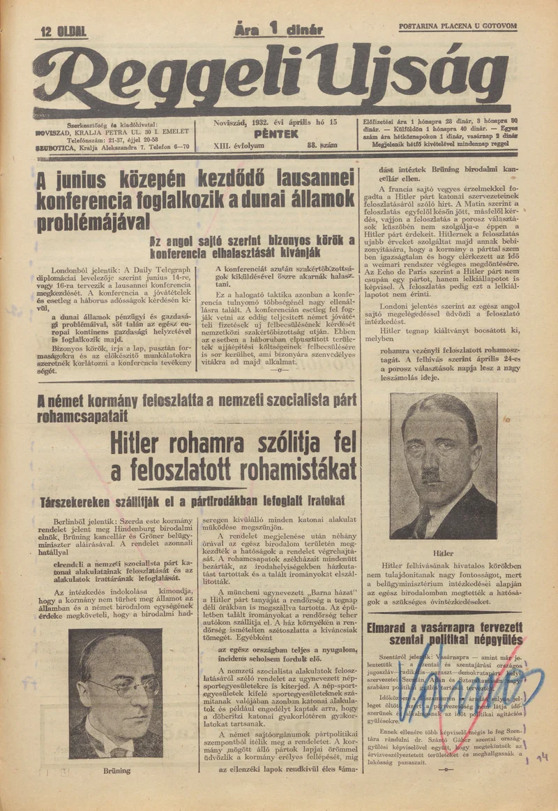Reggeli Újság, 13. évf. 1932. április 15. 88. sz.