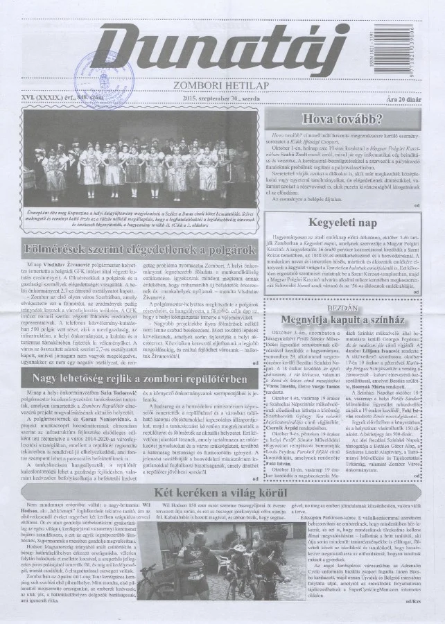 Dunatáj, 17. évf. 2015. szeptember 30. 848. sz.