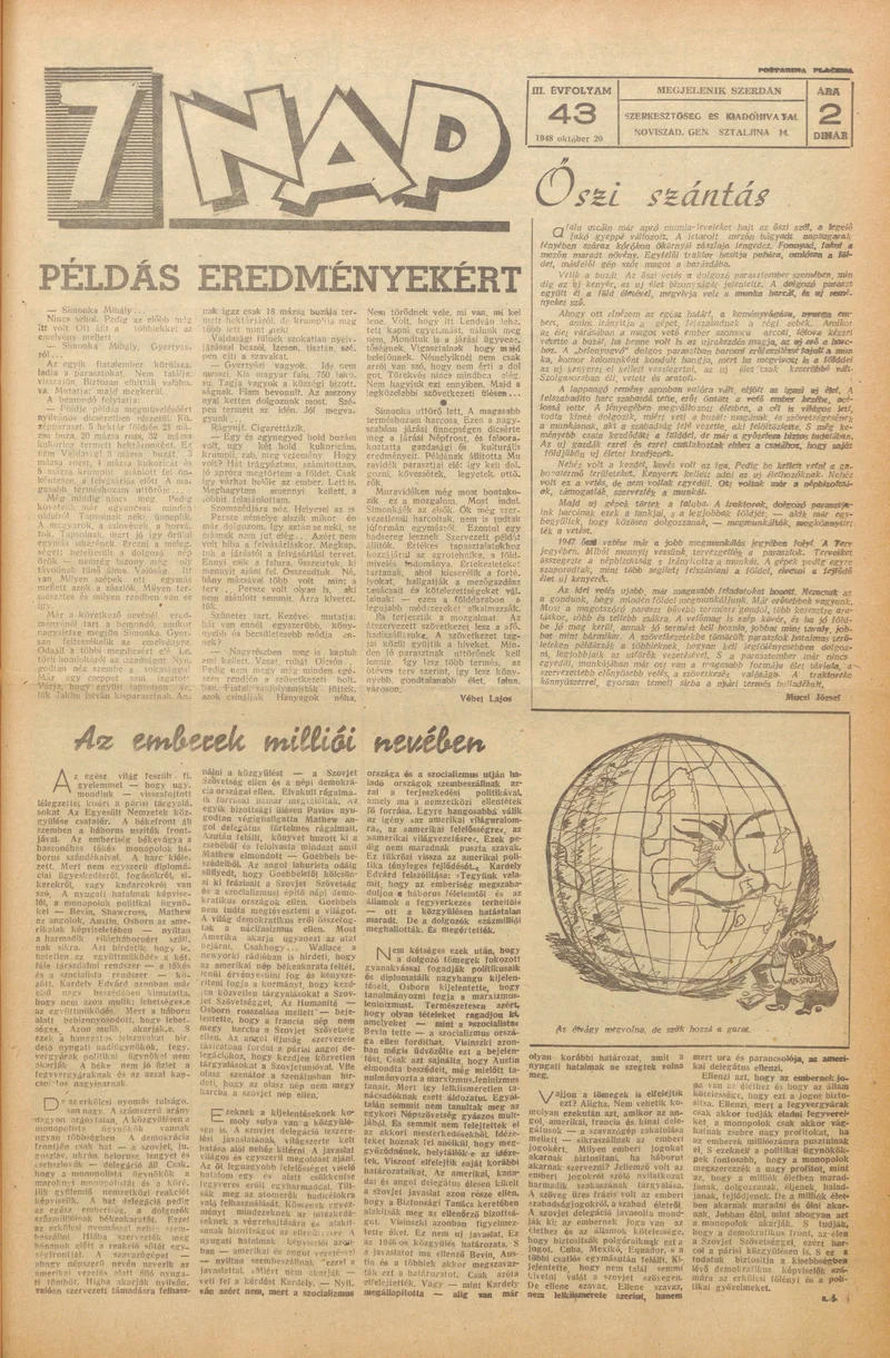 7 Nap, 3. évf. 1948. október 20. 43. sz. 1–4. oldal