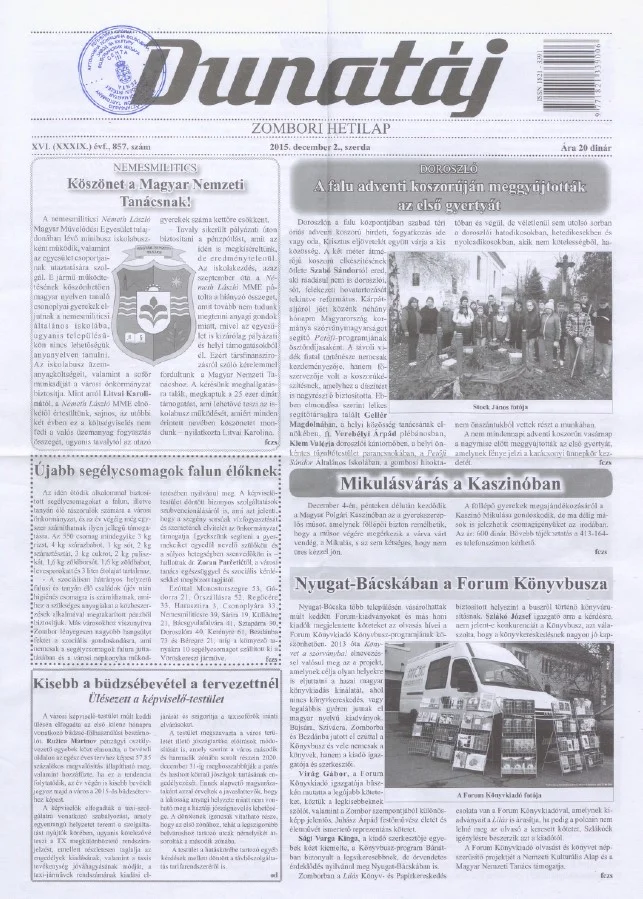 Dunatáj, 17. évf. 2015. december 2. 857. sz.