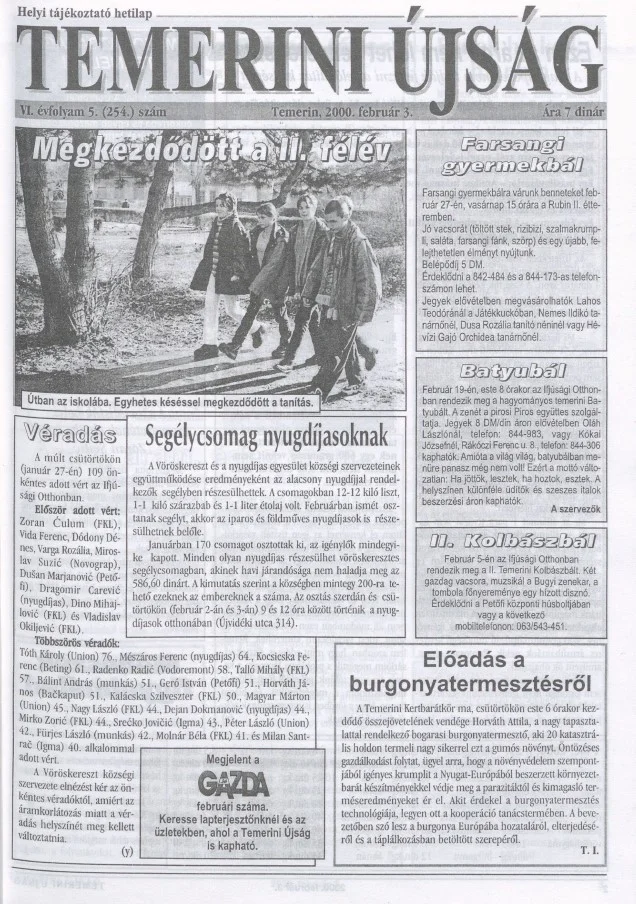 Temerini Újság, 6. évf. 2000. február 3. 5. sz.