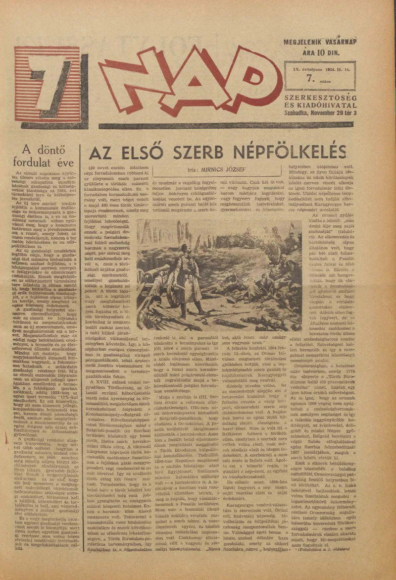 7 Nap, 9. évf. 1954. február 14. 7. sz. 1–16. oldal