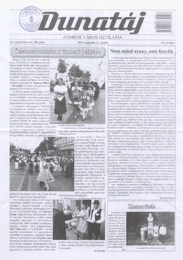 Dunatáj, 16. évf. 2014. augusztus 27. 795. sz.