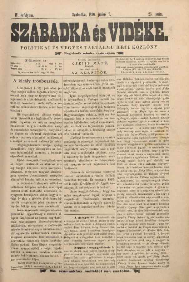 Szabadka és vidéke II, 4. évf. 1896. június 7. 23. sz.