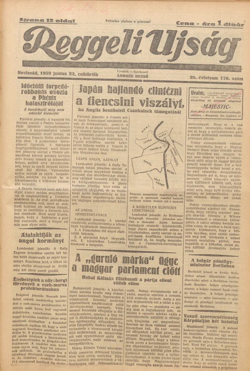 Reggeli Újság, 20. évf. 1939. június 22. 170. sz.