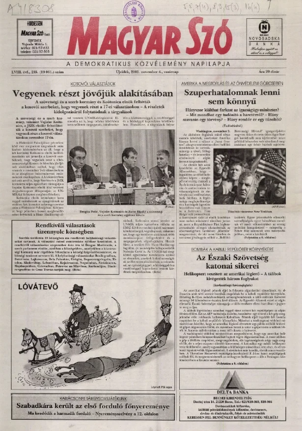 Magyar Szó, 58. évf. 2001. november 4. 255. sz. 1–28. oldal