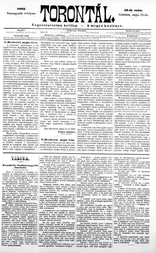 Torontál, 11. évf. 1882. május 11. 19. sz.