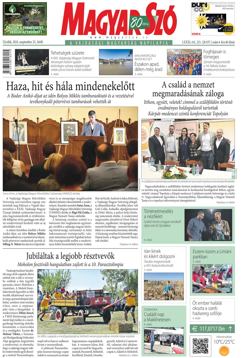 Magyar Szó, 81. évf. 2024. szeptember 23. 221. sz. 1–16. oldal