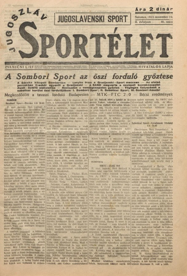 Jugoszláv sportélet, 2. évf. 1923. november 19. 47. sz.