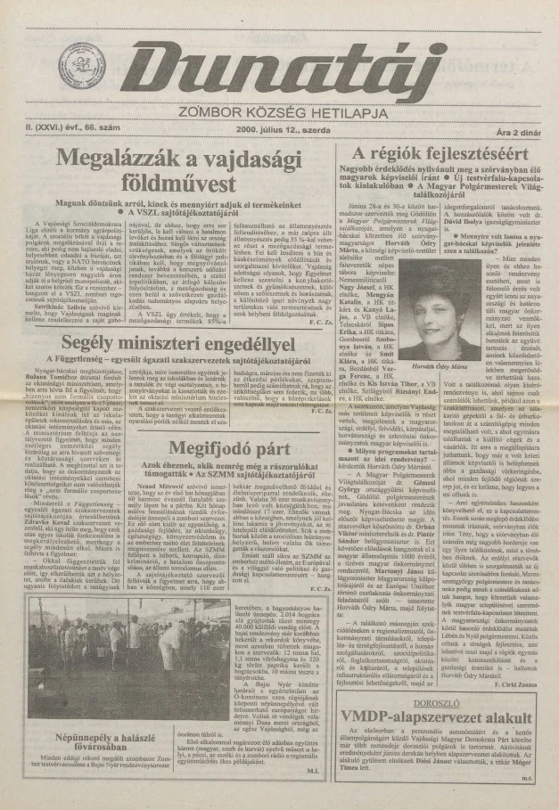 Dunatáj, 2. évf. 2000. július 12. 66. sz.