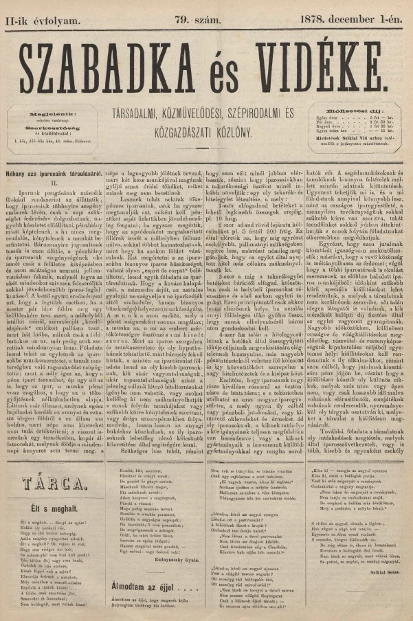 Szabadka és vidéke, 2. évf. 1878. december 1. 79. sz.