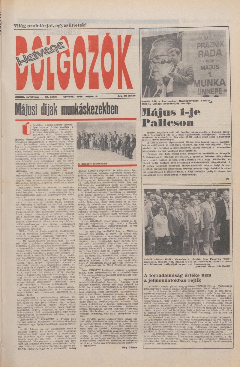 Dolgozók, 40. évf. 1986. május 8. 18. sz.