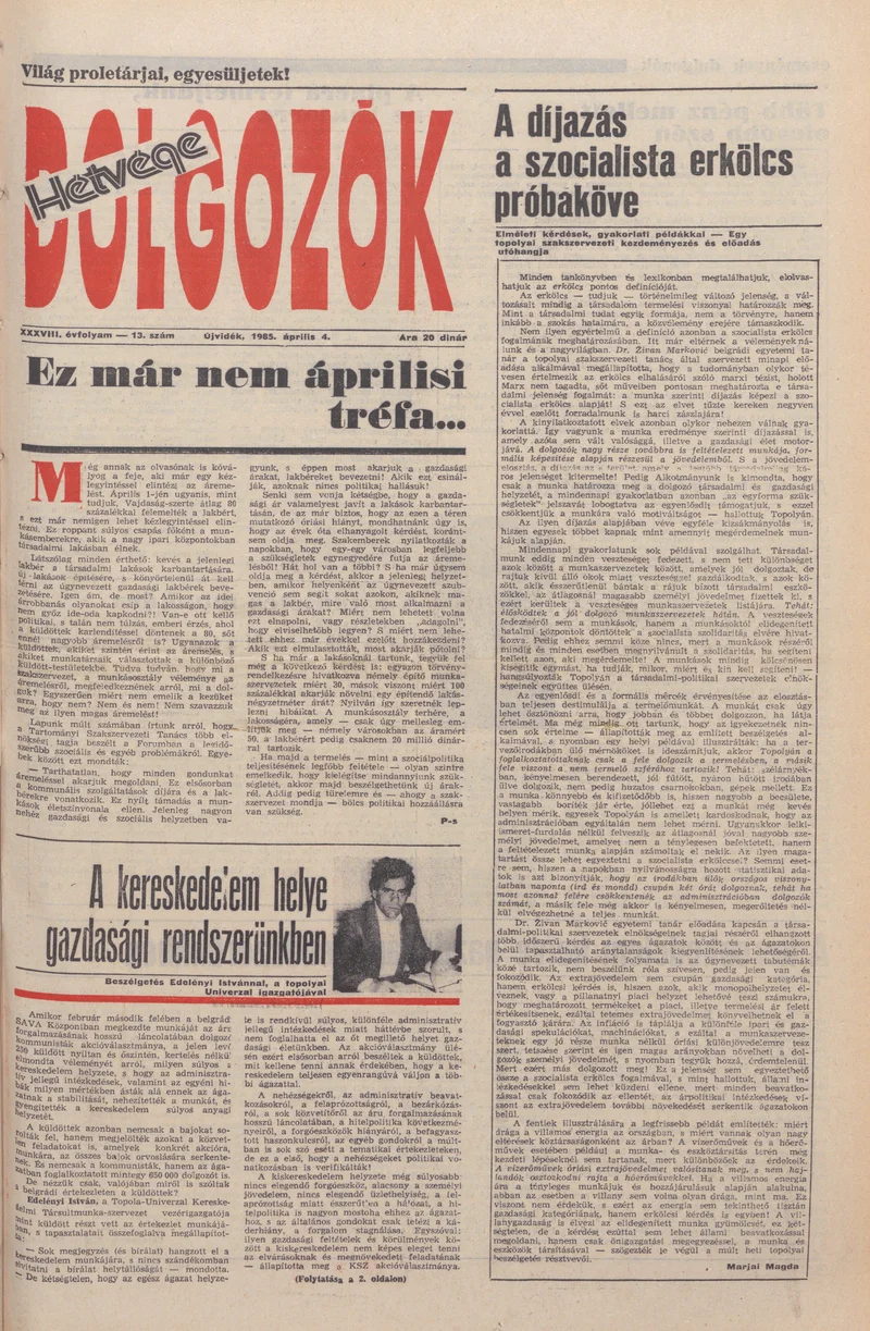 Dolgozók, 39. évf. 1985. április 4. 13. sz.