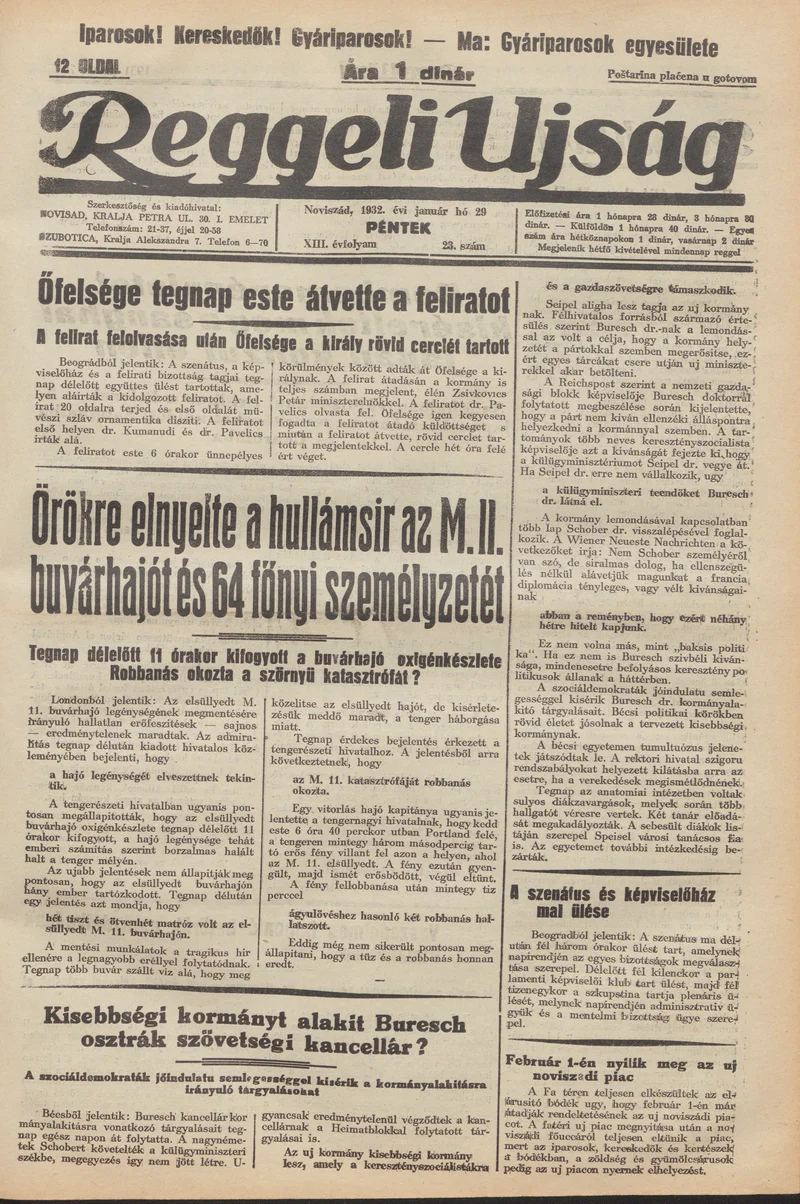 Reggeli Újság, 13. évf. 1932. január 29. 23. sz.