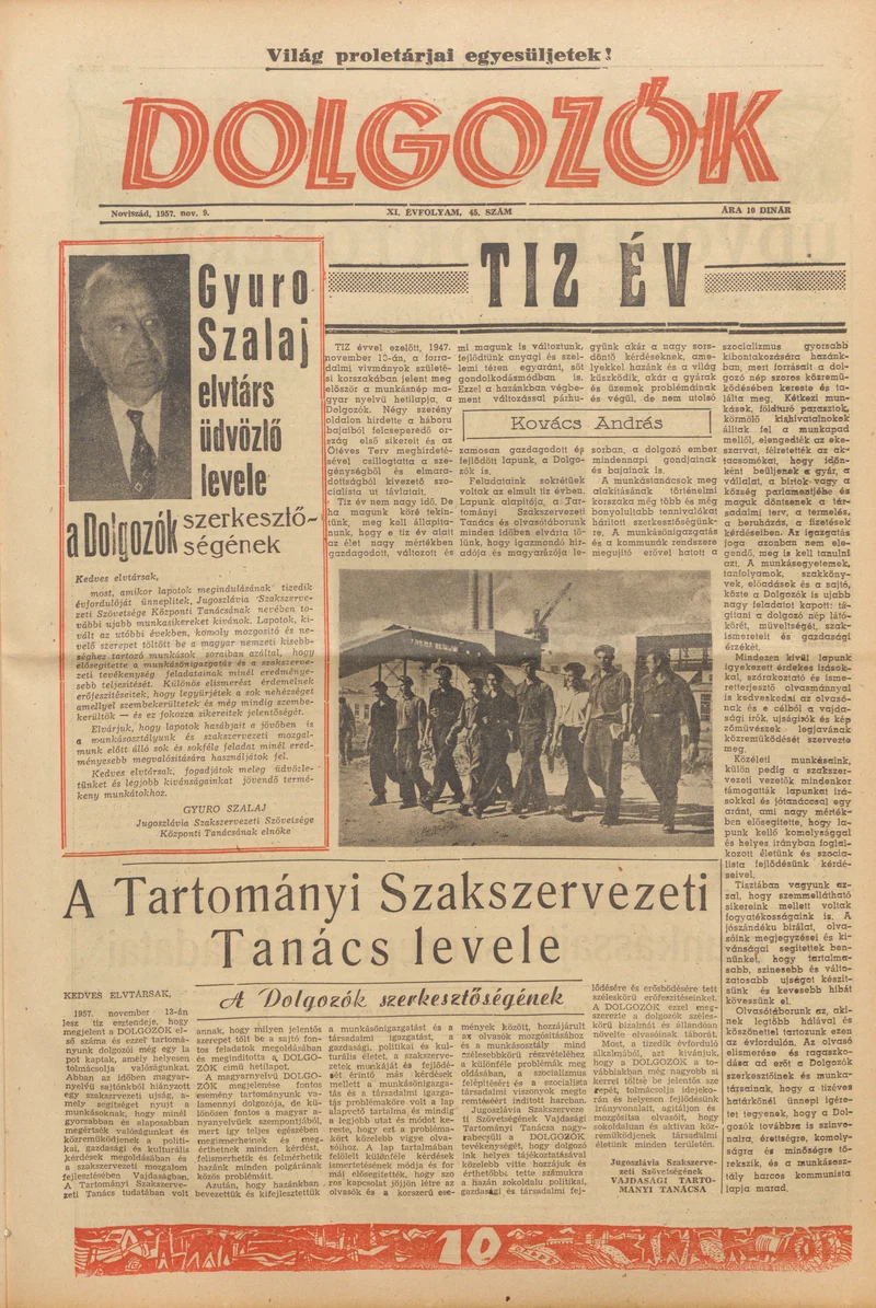 Dolgozók, 11. évf. 1957. november 9. 45. sz.