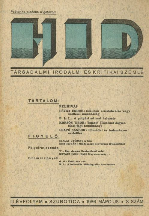Híd, 3. évf. 1936. március. 3. sz. 1–16. oldal