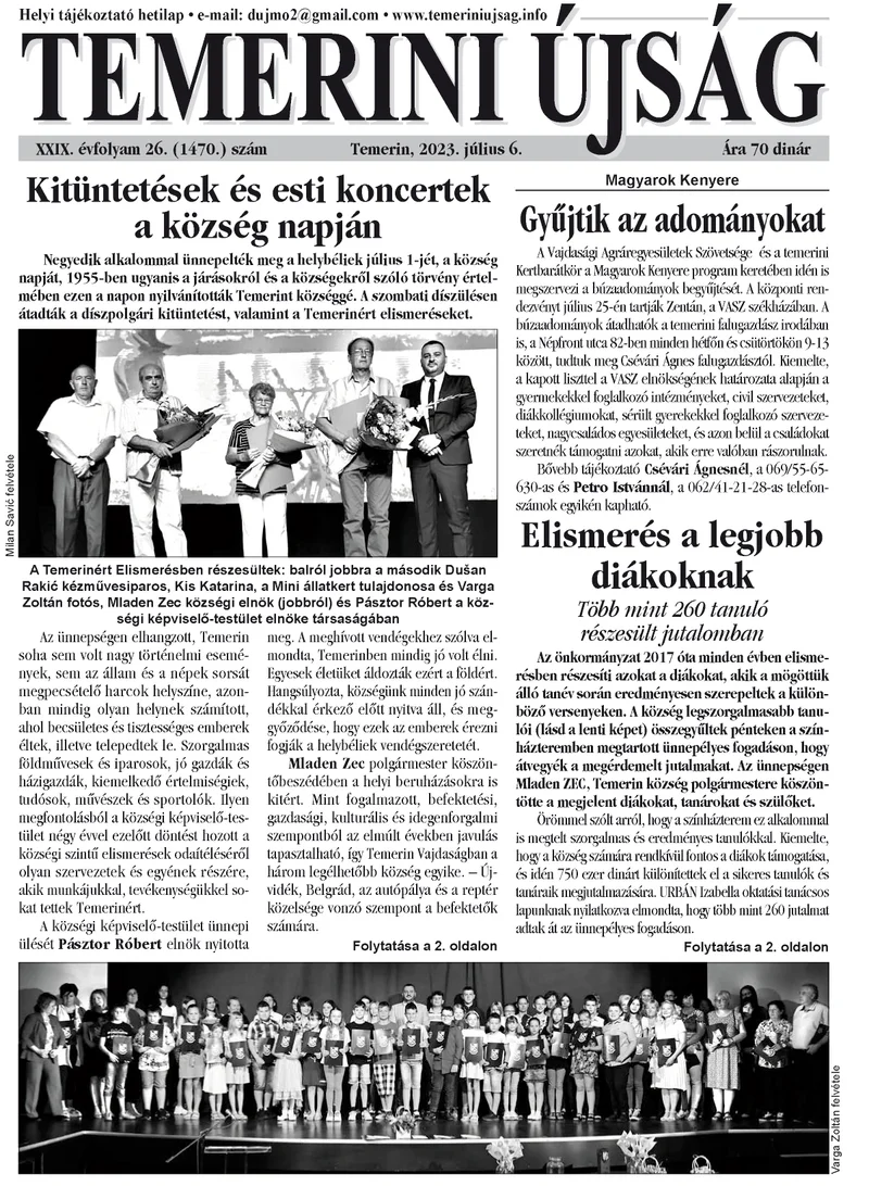 Temerini Újság, 29. évf. 2023. július 6. 26. sz.