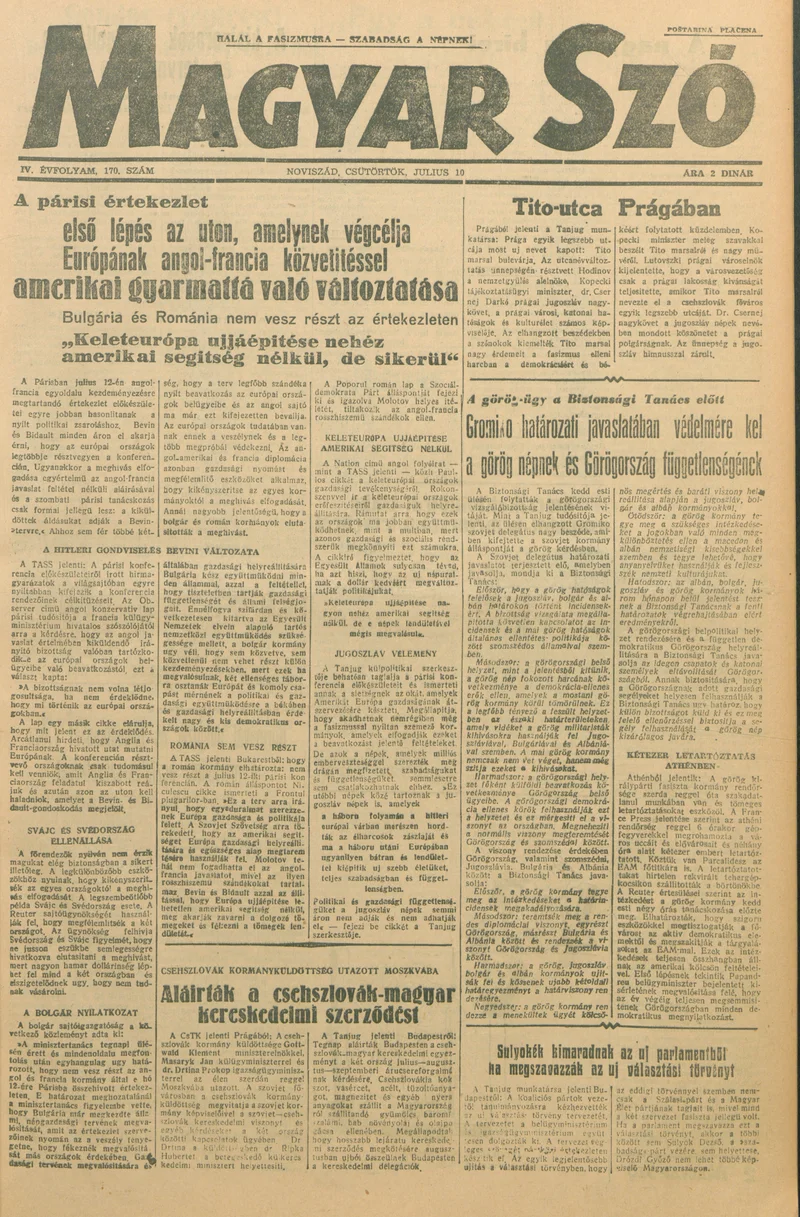 Magyar Szó, 4. évf. 1947. július 10. 170. sz. 1–8. oldal