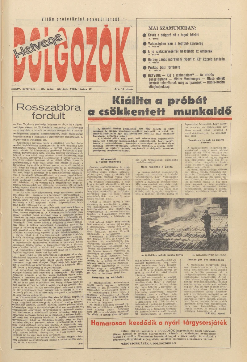 Dolgozók, 36. évf. 1982. június 17. 24. sz.