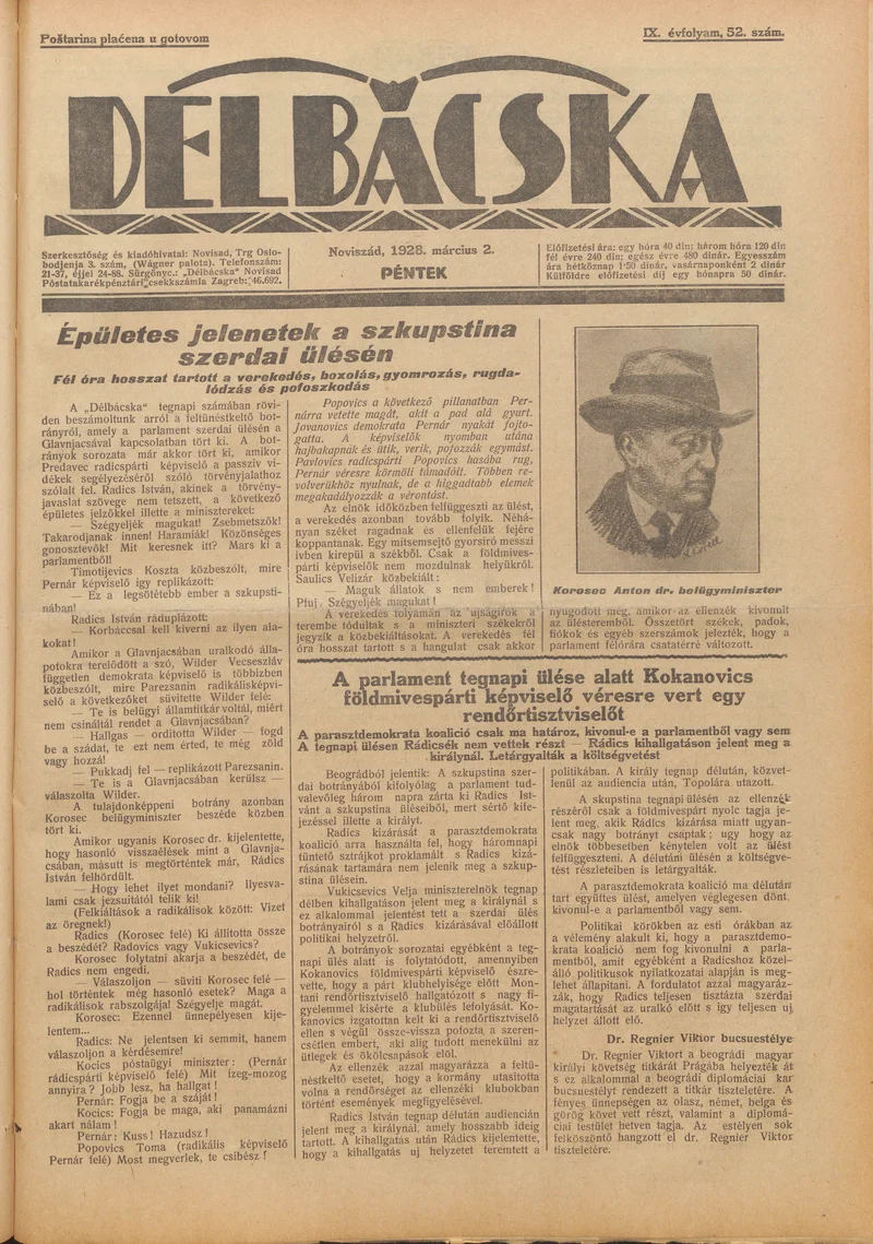 Délbácska, 9. évf. 1928. március 2. 52. sz.