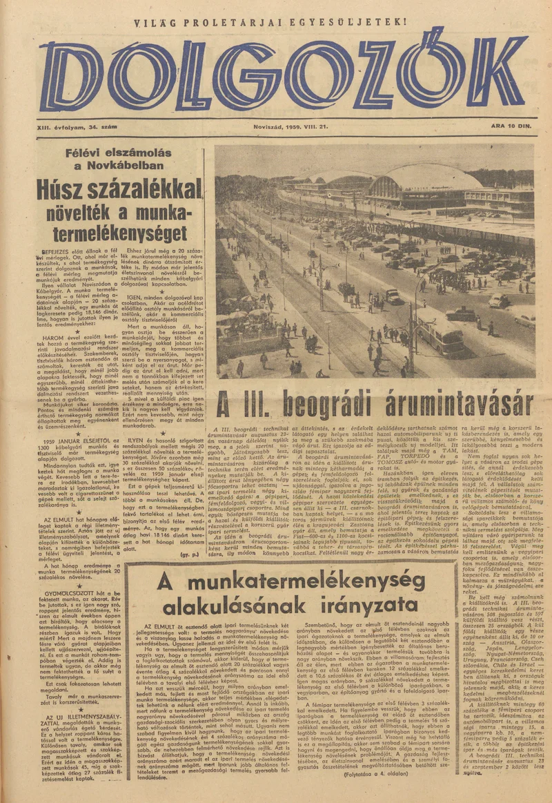 Dolgozók, 13. évf. 1959. augusztus 21. 34. sz.