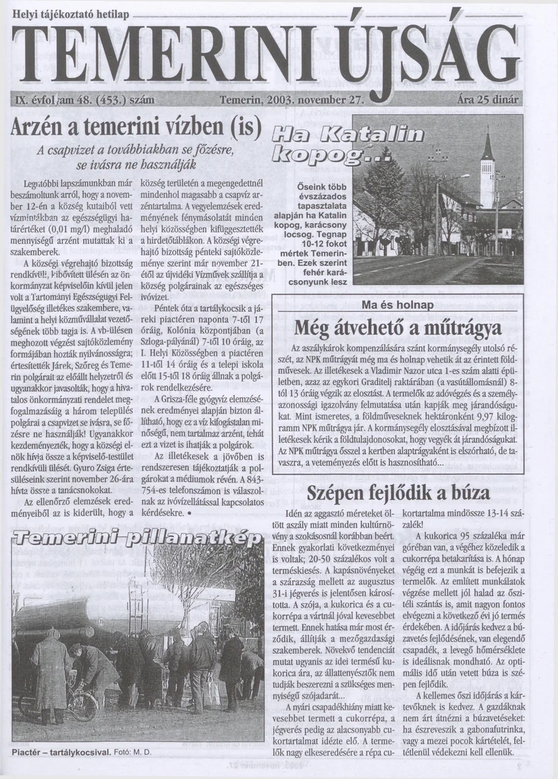 Temerini Újság, 9. évf. 2003. november 27. 48. sz.