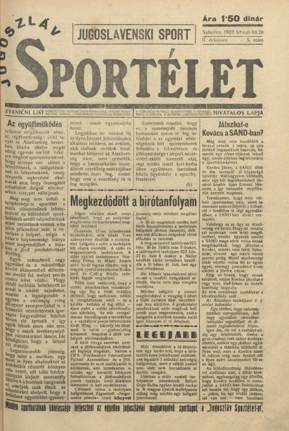 Jugoszláv sportélet, 2. évf. 1923. február 26. 5. sz.