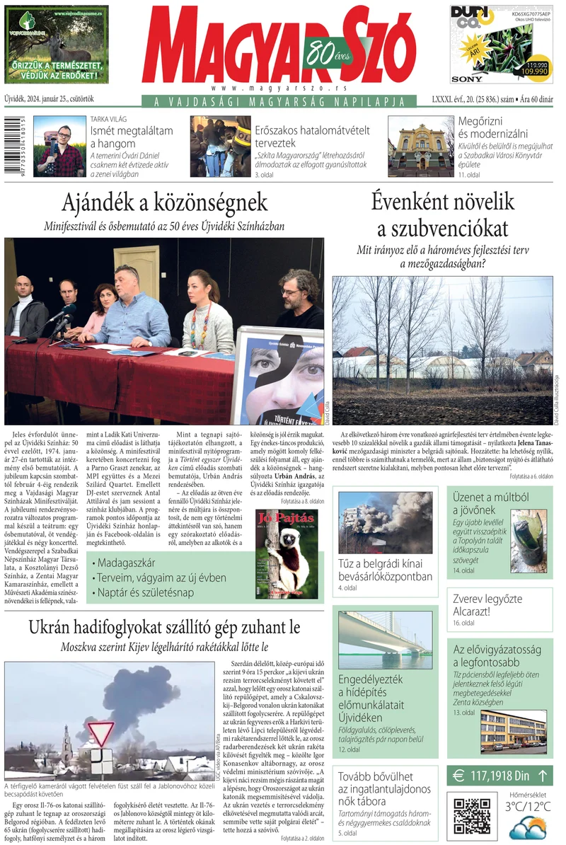 Magyar Szó, 81. évf. 2024. január 25. 20. sz. 1–20. oldal