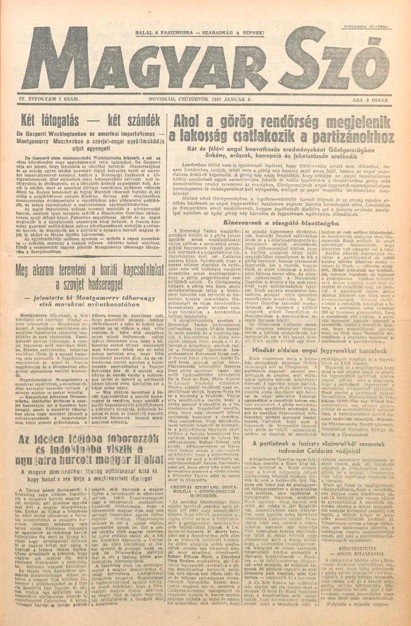 Magyar Szó, 4. évf. 1947. január 9. 7. sz. 1–6. oldal
